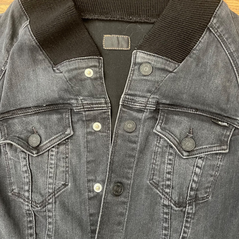 MOTHER Denim Bomber Jacket Ribbed Collar Rare - Picture 5 of 11
